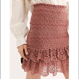 Free People One Tessa Skirt in a deep blush color. Size M. NWT